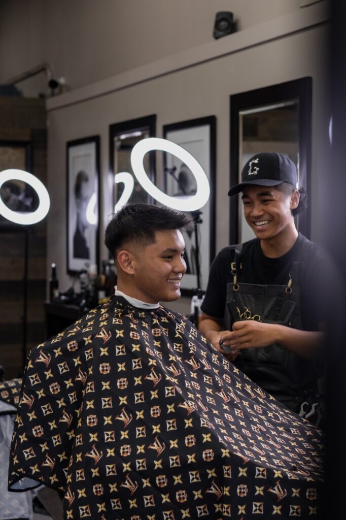 A captured moment from the branding-focused photoshoot orchestrated by Sprobuj Digital Agency for FiveStar Barbershop, emphasizing their unique brand identity and style.