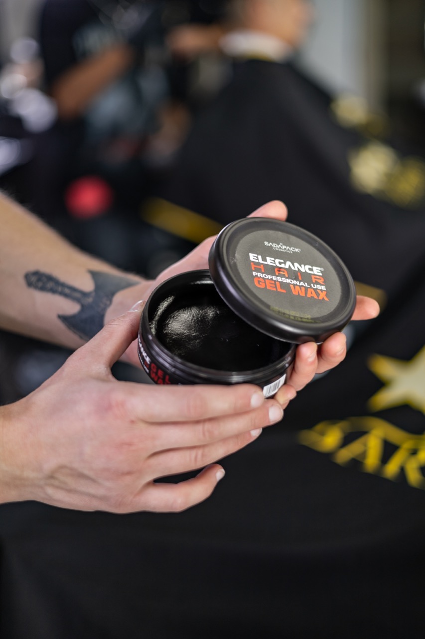 A visual representation of the product photoshoot executed by Sprobuj Digital Agency for FiveStar Barbershop, highlighting their high-quality barbering products in an appealing and professional manner.