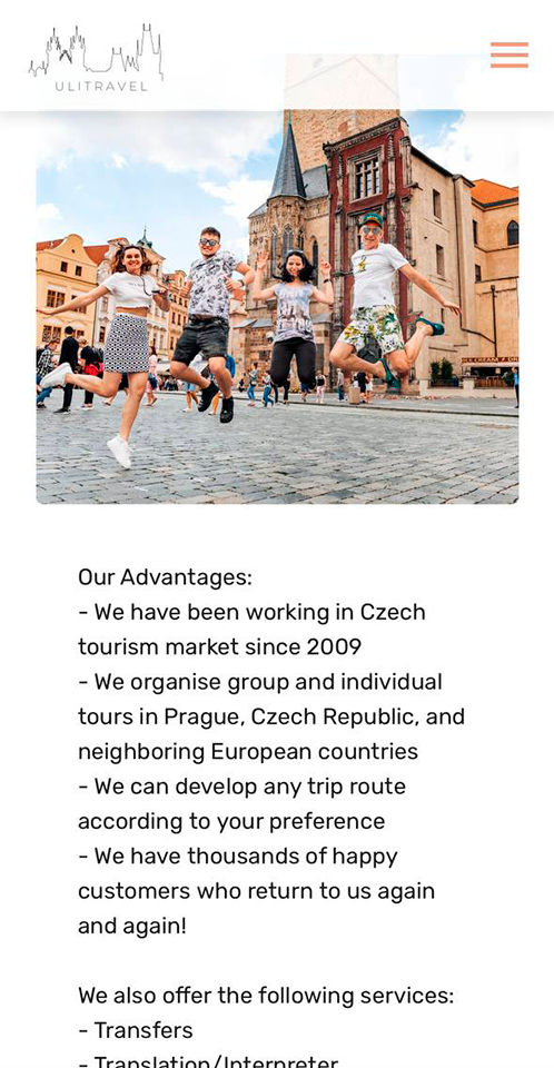 A visual representation of the mobile-responsive website design and development executed by Sprobuj Digital Agency for UliTravel, ensuring smooth navigation and functionality across different mobile devices.